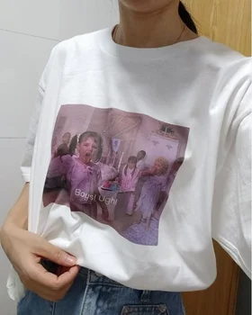VIP HJN Chlapci Fuj Graphic Tee 90. rokov Vintage Módy Bezradný T-Shirt dámske Tumblr Roztomilý Módne Estetické Grunge Čaj