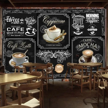Vlastné 3D Fotografie nástenná maľba Tapetu v Európskom Štýle Retro Ručne Maľované Tabuli Kávy Reštaurácia, Kaviareň Dekor Tapety Maľby
