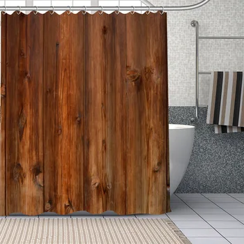 Vlastné 3D Starého Dreva Sprchové Závesy DIY Kúpeľňa Záclony Umývateľný Polyester Pre Vaňou Art Decor Drop Shipping