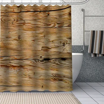 Vlastné 3D Starého Dreva Sprchové Závesy DIY Kúpeľňa Záclony Umývateľný Polyester Pre Vaňou Art Decor Drop Shipping