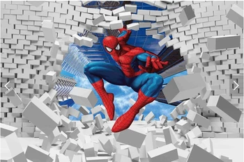 Vlastné abstraktných DE parede infantil,Spider-Man,3D animovaný nástenné maľby pre detské izby park pozadie nepremokavé tapety