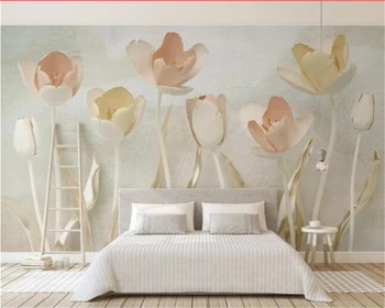 Vlastné domáce pozadí steny 3d tapeta tulipán zlato módne kvet, TV joj, steny 3d tapeta nástenná maľba