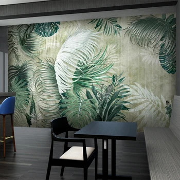 Vlastné Foto Tapety Na Steny, Spálne 3D Ručne Maľované Rastlina Listy Moderné Nordic nástenná maľba Obývacia Izba Jedáleň Steny Pokrýva