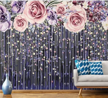 Vlastné tapetu 3D photo stenu romantický jednoduché pastoračnej štýl kvet, ručne maľované pozadia stenu, dekorácie, maliarstvo,