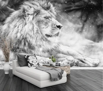 Vlastné tapetu 3D čiernej a bielej štýlu lev nástenné maľby obývacia izba, spálňa, TV joj, steny moderný minimalistický hotel фотообои