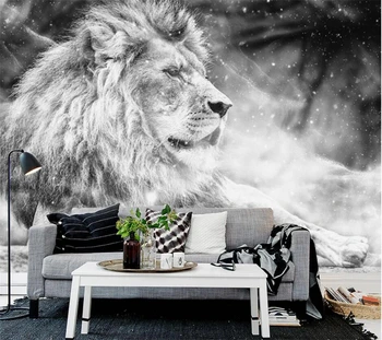 Vlastné tapetu 3D čiernej a bielej štýlu lev nástenné maľby obývacia izba, spálňa, TV joj, steny moderný minimalistický hotel фотообои