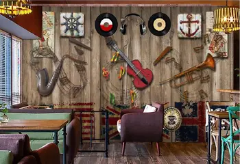 Vlastné tapetu nástenná maľba nostalgické retro hudobný nástroj, bar pozadí na stenu