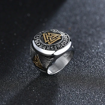 Vnox Vintage Viking Rune Krúžok pre Mužov Robustný Mytológie, po ktorej je Amulet Pečiatka Kapela Tvrdý Muž Ťažké Prst Šperky Triple Uzol