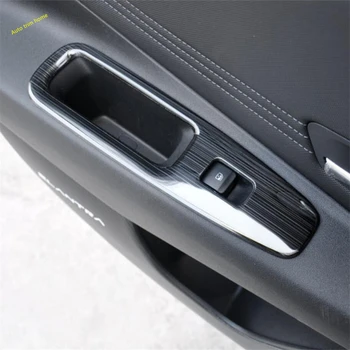 Vnútorné Automatické Dvere Auta Opierkou Okno Výťah Tlačidlo Panel Kryt Výbava Black / Carbon Fiber Vzhľad / Strieborná Vhodné Na Hyundai Elantra 2021