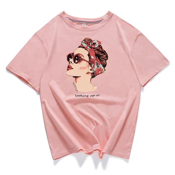 Vogue Bežné Vtipné Tričko dámske Topy Bavlna Letné T-Shirt Žena, Ružová, Žltá, Čierna Nové Kolo Krku Avatar Tlač Zena Top