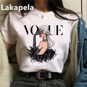 Vogue Ženy tričko Kawaii Tlač Žena Grunge Ulzzang Tričko Cartoon Topy Tee Košele 90. rokoch T-shirt Grafické Oblečenie Móda, Top