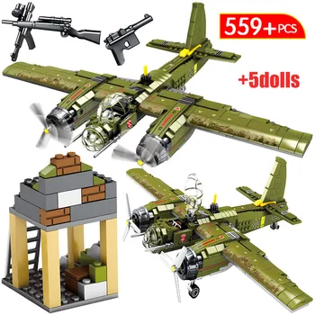Vojenské Stíhacie Lietadlo Model Stavebné Bloky pre Mesto WW2 Malta Polícia DIY Vrtuľník Tehly Hračky Pre Deti,