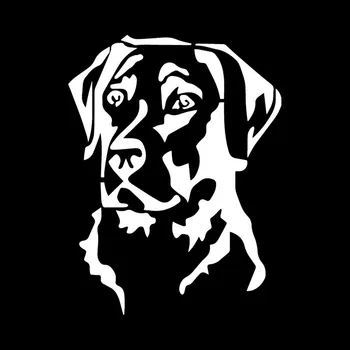 Volkrays Osobnosti Auto Nálepky Labrador Retriever Hlavu Psa Pet Accessires Reflexné Vinyl Kotúča, Black/Silver,14 cm*10 cm