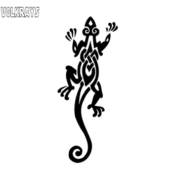 Volkrays Osobnosti Auto Nálepky Tribal Tetovanie Lizard Zvierat, Doplnky, Reflexné, Nepremokavé Vinyl Kotúča, Black/Silver,14 cm*5 cm
