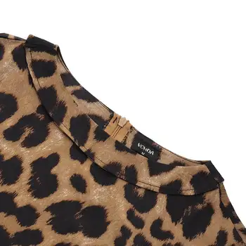 VONDA Leopard, Blúzky A Topy Ženy Vintage Vytlačené Košele 2021 Letná Tunika Office Dovolenku Split Lem Strany Topy Plus Veľkosť Blusa