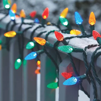 Vonkajšie Led Vianočný Stromček Svetlo Reťazec, 50 C9 Farebné Vianočné Žiarovky, Svetlá, ktorý sa Používa pre Kryté Záhradné Dekorácie, NÁM Plug