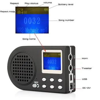 Vonkajšie umelé návnady na Lov Vtákov Volajúceho MP3 Prehrávač Vtákov Loudspeak LCD Sn Diaľkové Ovládanie s EÚ Plug
