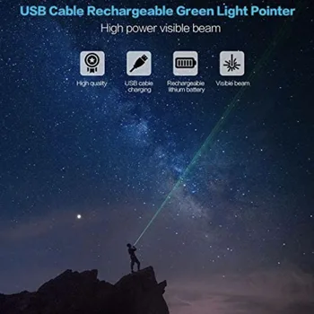 Vonkajšie Vysoký Výkon 532nm Zelená/Červená/Fialová Laser USB303 Ukazovateľ Prenosné Dobíjacie Nastaviteľné Zaostrenie s Viditeľným Mulitple Lúč