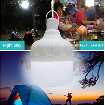 Vonkajšie Žiarovky Nabíjateľná LED Nočné Svetlo Núdzové Osvetlenie Prenosné Batérie Powered BBQ Závesné Svetlo na Terasu/Verandu/Záhradu