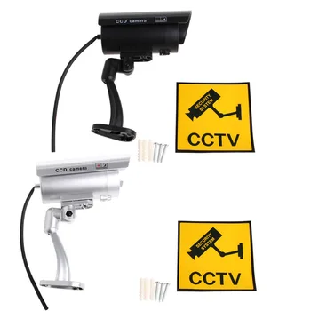 Vonkajší Krytý Falošný Bezpečnostný Dohľad Figuríny Fotoaparát Noc CCTV S LED Svetlom