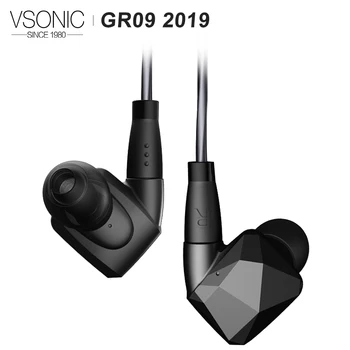 VSONIC GR09 2019 Verzia HIFI AUDIO Dynamické Ovládač Profesionálne Izolácia Hluku In-Ear Slúchadlá s MMCX Odnímateľný kábel
