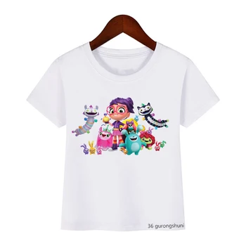Vtipné deti, oblečenie pre chlapcov, dievčatá radi, Abby a zvieratá vytlačené t shirt dievčatá kawaii deti oblečenie biele krátke sleeve t-shirt