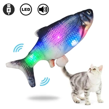 Vtipné Mačku Hračka Pet Farebné LED Svetlo, Elektrické Simulácia Ryby Hračka Pre Mačky Mačiatko, Interaktívne Hračky S Hudbou A Swing Chvost Nové