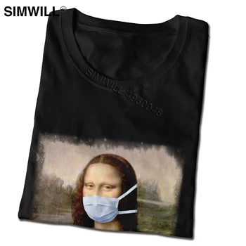 Vtipné Mona Lisa S Maskou Da Vinci T Shirt Mužov Krátke Rukávy Sociálne Dištancovanie T-shirt Karantény Graphic Tee Darčekový Tovar