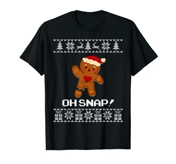 Vtipné Oh Snap Perník Tričko - T-Shirt-pánske T-Shirt-Black Škaredé Vianoce Sveter