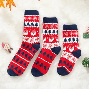 Vtipné Vianočné Tlač Rodiny Novinka Roztomilý Trubice Ponožky 1pair Ženy, Ponožky Bežné Cartoon Zimné Pohodlné Ponožky Happy