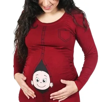 Vtipné Vytlačené Materskej T-shirt Oblečenie pre Tehotné Ženy Materskej Krátky Rukáv Cartoon T-shirt Tehotenstva Lete ropa embarazada