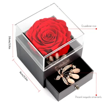 Vyblednutiu Rose Tvorivé Náušnice, Náhrdelník Krúžok Šperky Box Kráska A Zviera Skladovanie Rose Box Darček K Narodeninám, Svadobné Dekorácie
