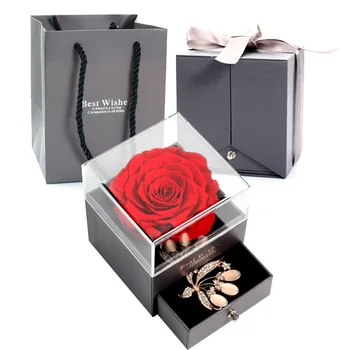 Vyblednutiu Rose Tvorivé Náušnice, Náhrdelník Krúžok Šperky Box Kráska A Zviera Skladovanie Rose Box Darček K Narodeninám, Svadobné Dekorácie