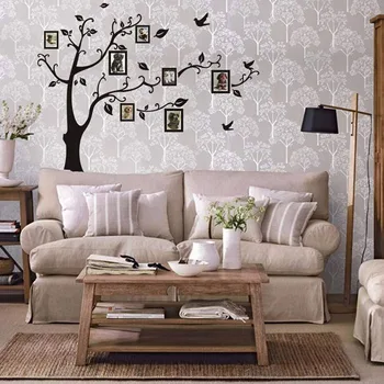 Vymeniteľná Čierna Family Tree Foto Rám na Stenu-Nálepky Domova DIY Obývacia Izba, Spálňa Vinyl Nástenné art samolepiace Tapety