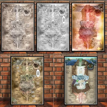 Vyrobené V Priepasti Mapu Anime Film Plagáty A Potlačou Obrazov Na Stenu Pre Obývacia Izba Vintage Plátno Maliarske Umenie Dekoratívne Domova