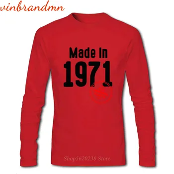 Vyrobené V roku 1971 Všetky Originálne Diely Narodeniny Tričko Dlhý Rukáv, Okrúhly Golier T-shirt Mužov k Narodeninám vrchné Oblečenie Dropshipping
