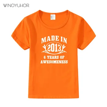 Vyrobené V roku 2013 T Shirt Deti Letné Krátke Sleeve T-shirt 7 Rokov Darček k Narodeninám Tee Chlapcov, Dievčatá, Deti Topy Dieťa Oblečenie