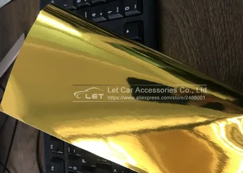 Vysoko elastická mirror Gold Chrome Zrkadlo flexibilné Vinyl Zábal List Roll Film, Auto Nálepky, Odtlačkový Aršík