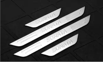 Vysoko kvalitnej nerezovej ocele Šúchať Doska/Dvere Parapetné Chránič Nálepky Auto Styling v roku Hyundai SONATA
