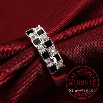 Vysoko kvalitné 925 Sterling Silver Krúžky pre Ženy Muži Ženy Tvorivé Kocka Crystal Infinity Krúžok Bague Argent 925 Anillos Mujer