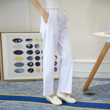 Vysoko kvalitné bavlnené kroviny jednotné nohavice salón Krásy uniformy nohavice Color-blocking Dizajn Kroviny zub krásu ženy, pracovné odevy