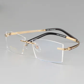 Vysoko kvalitné Luxusné Titánové Okuliare Ženy Podnikania bez obrúčok Okuliare Rámy pre Mužov Optické Krátkozrakosť Čítanie Armacao De Oculos