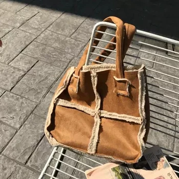 Vysoko kvalitné semiš baránok vlasy PU kožené módne dámy taška taška cez rameno Messenger taška kabelka veľkú kapacitu dámy osobnosti