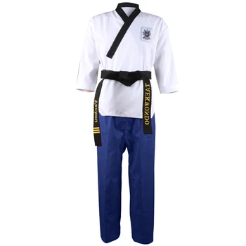 Vysoko kvalitné čierna taekwondo jednotné školenia taekwondo vyhovuje výšivky uniformy veľkosť 160-190 cm