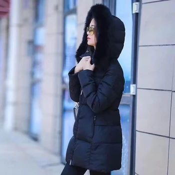 Vysoko Kvalitné Ženy Dole Zimný Kabát s Veľkými Fox Kožušiny Nad 90% Biele Kačacie Nadol Náplň Svetlo Teplé a Plné Zimných Bežné Nosenie