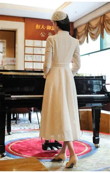 Vysoko Kvalitných Výbuchov Voľný čas Vintage Elegantné Šaty žien Retro Výšivky, Čipky fullSleeve Jarné letné Šaty