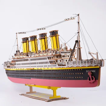 Vysoko Presné Rezanie Laserom 3D Puzzle Drevená Skladačka Model Detí Inteligencie Rozvojové Hračky stavbu Modelu Auta - Titanic
