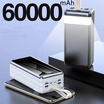 Vysoká Kapacita 60000mAh Rýchle Nabíjanie Silu Banka 60000 mAh Powerbank Prenosná Externá Nabíjačka Pre iPhone Xiao Mi Huawei