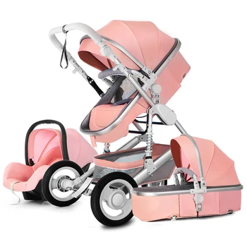 Vysoká Krajiny Baby Kočík 3 v 1 S autosedačky Pink Kočík Luxusné Cestovanie Kočíka autosedačky a Kočík Baby Carrier Kočík