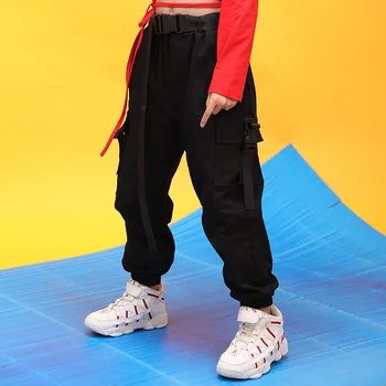 Vysoká Krku Tričko Mikina Top Crop Black pre Dievča Deti Hip Hop Oblečenie Jazz Tanečných Kostýmov, Tanečné Oblečenie
